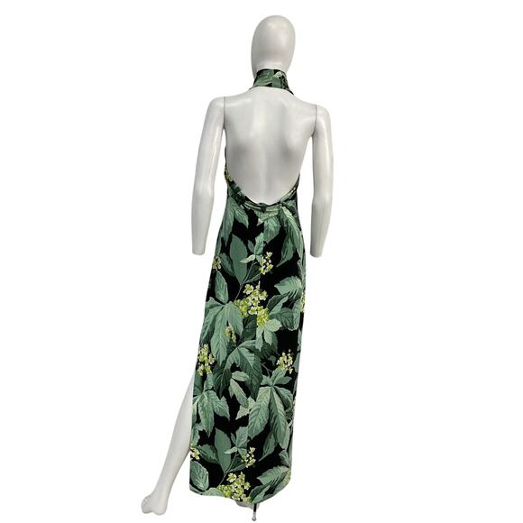 Norma Kamali Green Polyester Halter Turtle Side Slit Gown Size M - Picture 2 of 2